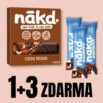 Čokoláda NAKD Cocoa Delight 4x35 g + 3x tyčinka 35 g ZDARMA
