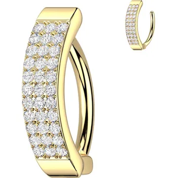 Piercing Šperky4U Zlacený piercing do pupíku se štítem se zirkony - WP0082-C