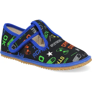 Dívčí obuv Barefoot dětské přezůvky Beda - Širší typ Play černé Velikost: 32