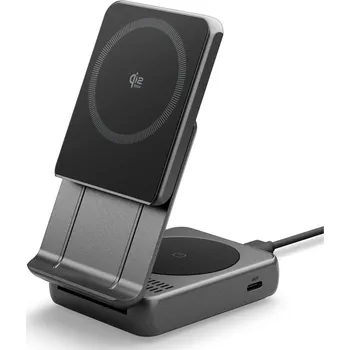 Spigen Essential Ef302Moq Qi2.2 2v1 Magnetická bezdrátová nabíječka Magsafe černá