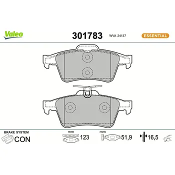 Brzdová destička Sada brzdových destiček, kotoučová brzda VALEO 301783