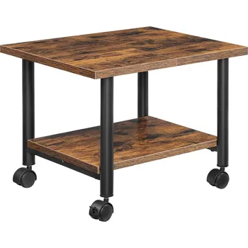 regál Pojízdný kancelářský regál Vasagle Ferano 48,5 cm černý/hnědý