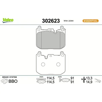 Brzdová destička Sada brzdových destiček, kotoučová brzda VALEO 302623