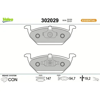 Brzdová destička Sada brzdových destiček, kotoučová brzda VALEO 302029