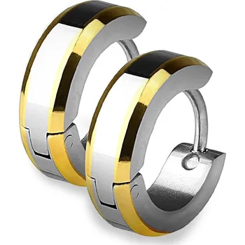 Náušnice Šperky4U Ocelové náušnice - kroužky se zlacenými okraji - OPN1270-GD