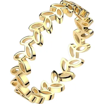 Prsten Šperky4U Zlacený ocelový prsten s lístečky - velikost 59 - OPR1962-59