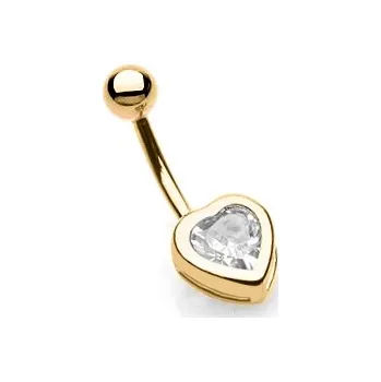 Piercing Šperky4U Pozlacený piercing do pupíku - srdíčko - WP01069