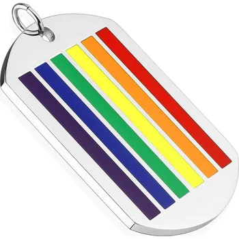 Přívěsek Šperky4U Ocelový přívěšek destička LGBT duha - OPP1747