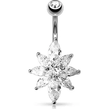 Piercing Šperky4U Piercing do pupíku kytička, čirá barva - WP01305-C