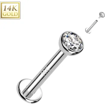 Piercing Šperky4U Zlatý piercing do brady - labreta zirkon, Au 585/1000 - ZL01244-1206-WG