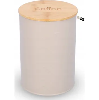 Dóza na potraviny Nádoba na kávu plechová ocelová s víkem 1,4 l béžová Ø11 cm x 15,5 cm