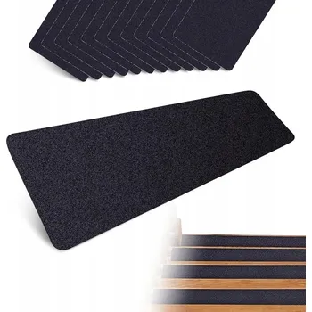 Nášlap na schod PROTISKLUZOVÉ NÁŠLAPY NA SCHODY 10X76 CM 10 KS ČERNÉ, ABSORBUJÍCÍ POT