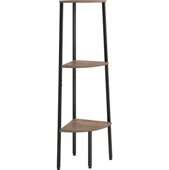 regál Tmavě hnědý a černý 3-patrový rohový regál 45,5 x 31,5 x 120 cm