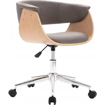 Otočná kancelářská židle, taupe (šedohnědá), 59,5x58x(66-74) cm, látka, dřevo, kov