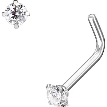 Módní doplněk Šperky4U Zahnutý piercing do nosu, čirý kamínek - N0170-02