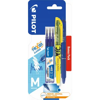 Kuličkové pero FRIXION CLICKER PILOT TMAVĚ MODRÉ + NÁPLŇ TMAVĚ MODRÁ x3 + ZVÝRAZŇOVAČ