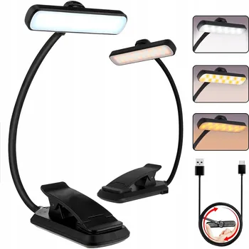 Lampička LED LAMPIČKA NA ČTENÍ S KLIPEM NA KNIHU NOČNÍ BEZDRÁTOVÁ USB