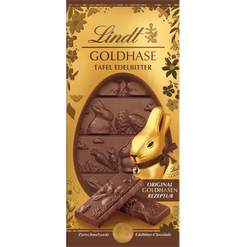 Čokoláda Lindt Goldhase hořká čokoláda 60 % kakaa s velikonočními motivy 120 g
