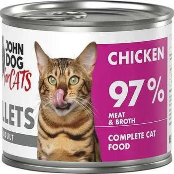 Krmivo pro kočku John Dog for Cats Vlhké Krmivo pro Dospělé Kočky Filety z Kuřecího Masa 140g