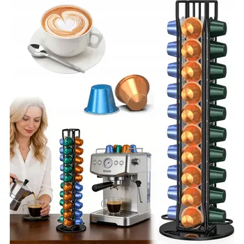 Příslušenství pro přípravu kávy OTOČNÝ STOJAN NA KÁVOVÉ KAPSLE 360 STUPŇŮ, CHROMOVANÝ, PRO 40 KAPSLE