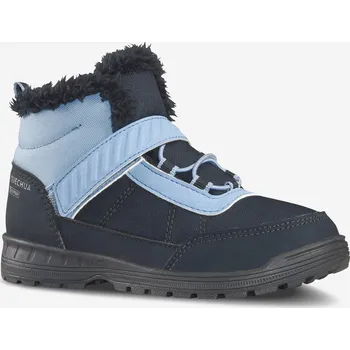 Dívčí obuv QUECHUA Dětské turistické nepromokavé boty na suchý zip SH 100 27 MODRÁ|ŠEDÁ