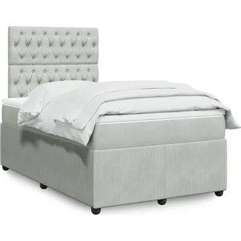 Postel vidaXL Box spring postel s matrací tmavě 120 x 200 cm samet [3292317] Barva: světle šedá