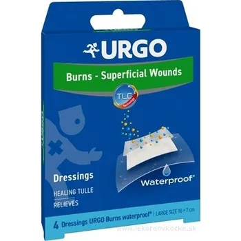Náplast Laboratoires URGO HEALTHCARE URGO Burns lipidokoloidní náplast voděodolná 10 x 7 cm 4 ks