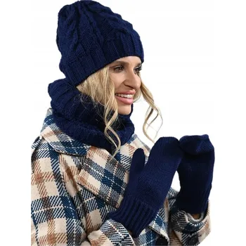 Čepice Fashionweek Dámský set čepice a šála cashmere touch AL-A10 Barva: Tmave modry, Velikost: Universal