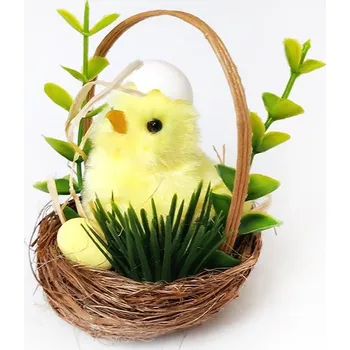 Kuřátko pan Skořápka, v košíčku, dekorace, 7 cm