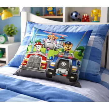 Dekorativní polštářek Carbotex Dětský polštářek TLAPKOVÁ PATROLA připraveni do akce 40x40 modrý