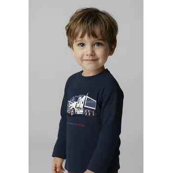 Dětské bavlněné tričko s dlouhým rukávem Mayoral 4085.5D.Mini.9BYA námořnická modř 59X, vel. 134