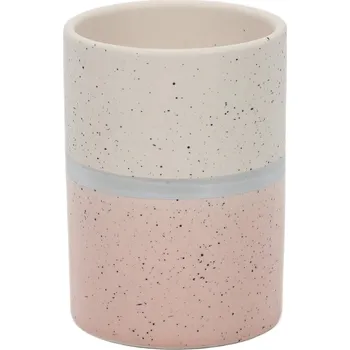 Držák na kartáček Douceur d'intérieur Keramický kelímek na zubní kartáčky, růžový, 7 x 10 cm