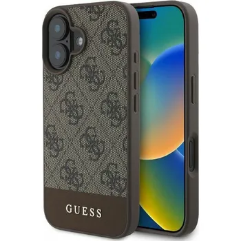 Telefonní příslušenství Kryt Guess Case iPhone 16 Guhcp16Sg4Glbr (Pc/Tpu 4G Pu Bottom Stripe) brown