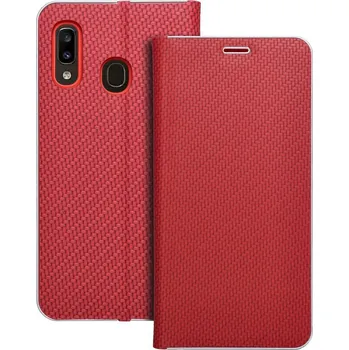 Náhradní kryt pro mobilní telefon Kryt LUNA Book Carbon Samsung Galaxy A20e red