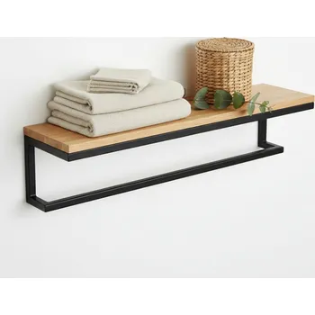 police Nástěnná police s dubovou masivní deskou do šaten a koupelen