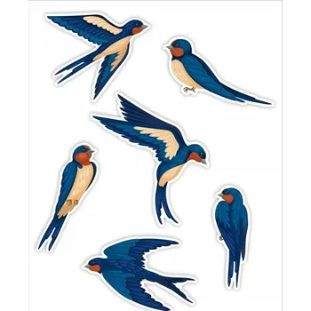 Obraz OKENNÍ DEKORACE JARO - VLAŠTOVKY (oboustranné) 6 KS