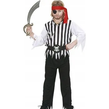 Karnevalový kostým KOSTÝM PIRÁT, PIRÁTSKÝ OBLEK - SVISLÉ PRUHY, VELIKOST 128