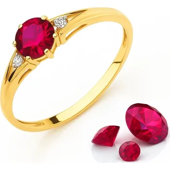 Prsten Prstýnek prsten 585 s rubínovým očkem, puncovaný