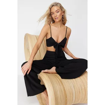 Karnevalový kostým Trendyol černý tkaný kravata halenka kalhotový kostým Trendyol černá 2653101