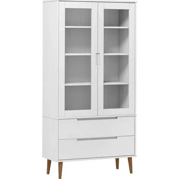 Komoda Skříň Skandinávská MOLDE z Borovicového Dřeva, 90x35x175 cm, Bílá