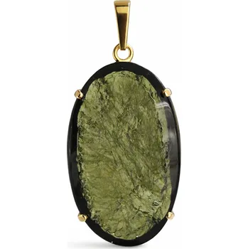 Přívěsek Zlatý přívěsek s vltavínem ovál polobrus P21 0059