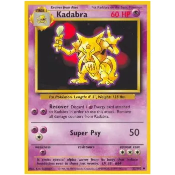 Karetní hra Pokémon BS 032/102 Kadabra - Base Set Stav: Excellent