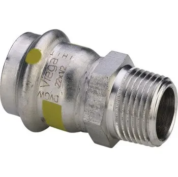 Stavebniny Viega SANPRESS INOX G 0211 přechodový kus 22x3/4", s vnějším závitem, lisovací, plyn, nerez ocel
