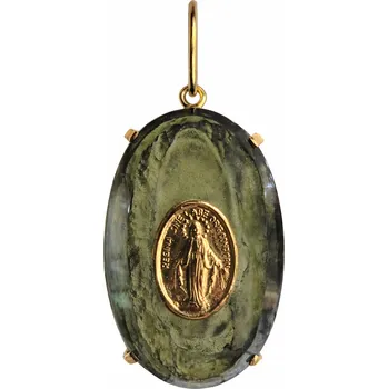 Přívěsek Zlatý přívěsek s vltavínem, ovál, polobrus P25 0025