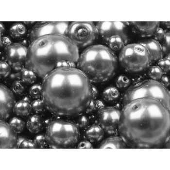 Korálek Skleněné voskové perly mix velikostí Ø4-12 mm Varianta: 19B stříbrná tmavá, Balení: 50 g