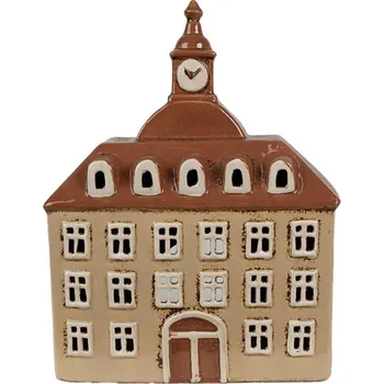 Svícen Hnědý keramický domeček na čajovou svíčku Houthem VIII – 20x10x26 cm