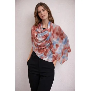 Dámský šátek 85 x 175 cm batika tmavě hnědo- modrý