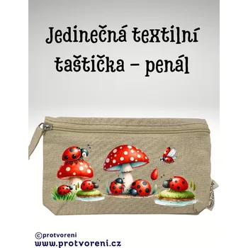 Penál Taštička/penál s potiskem, BERUŠKY, 21x12cm, 1 kus Vyberte si barvu ZDE:: smetanová