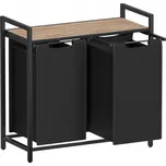 VASAGLE Dvoudílný koš na prádlo s poličkou 92 l hnědá černá