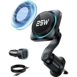 ESR Omnilock Cryoboost Magnetic Magsafe Vent Car Mount Bezdrátová nabíječka Qi2.2 25W černá